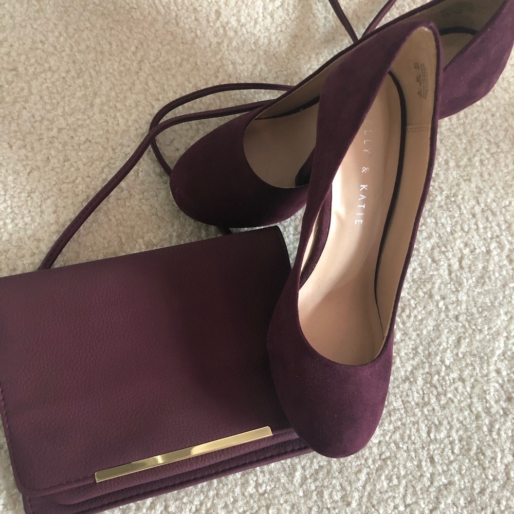 Kelly & Katie shoes + Safe Keeper purse. Plum set